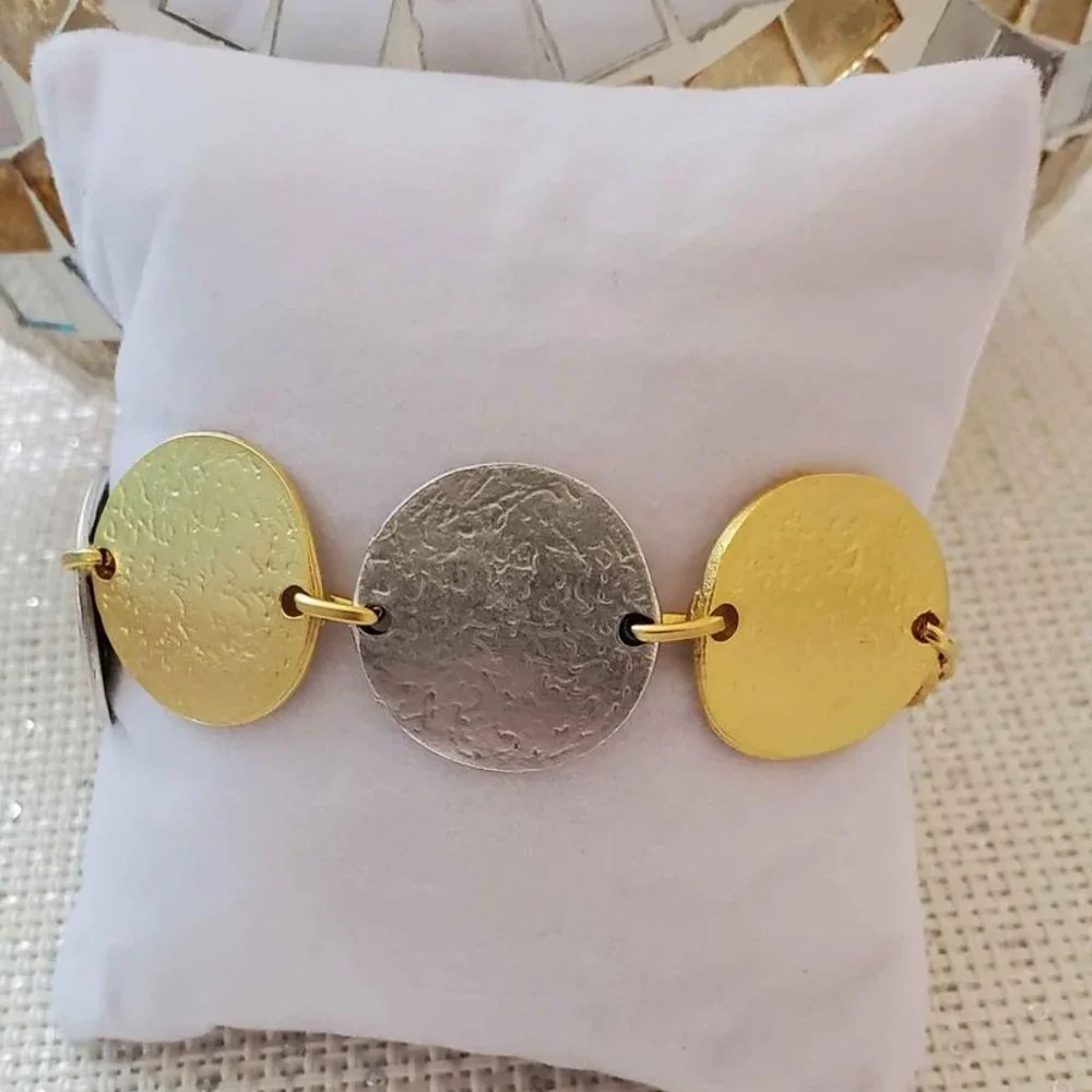Women Two Tone Zamac Bracelet in Stainless Steel -New